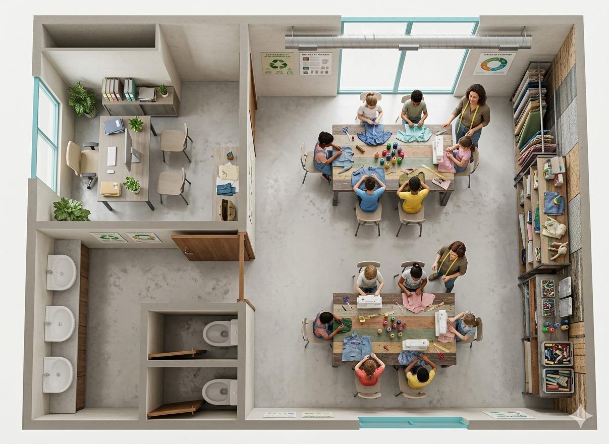 Interior plan of the workshop space